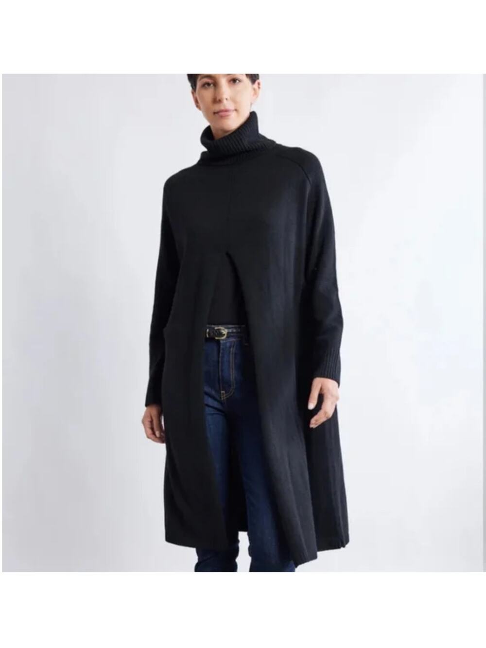 Ruti Modern Maximalist Tunic Sweater Black Size‎ XL Wool Cashmere Blend NWT